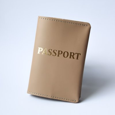 Обложка для паспорта "Passport", светлый беж с позолотой. 200030 фото